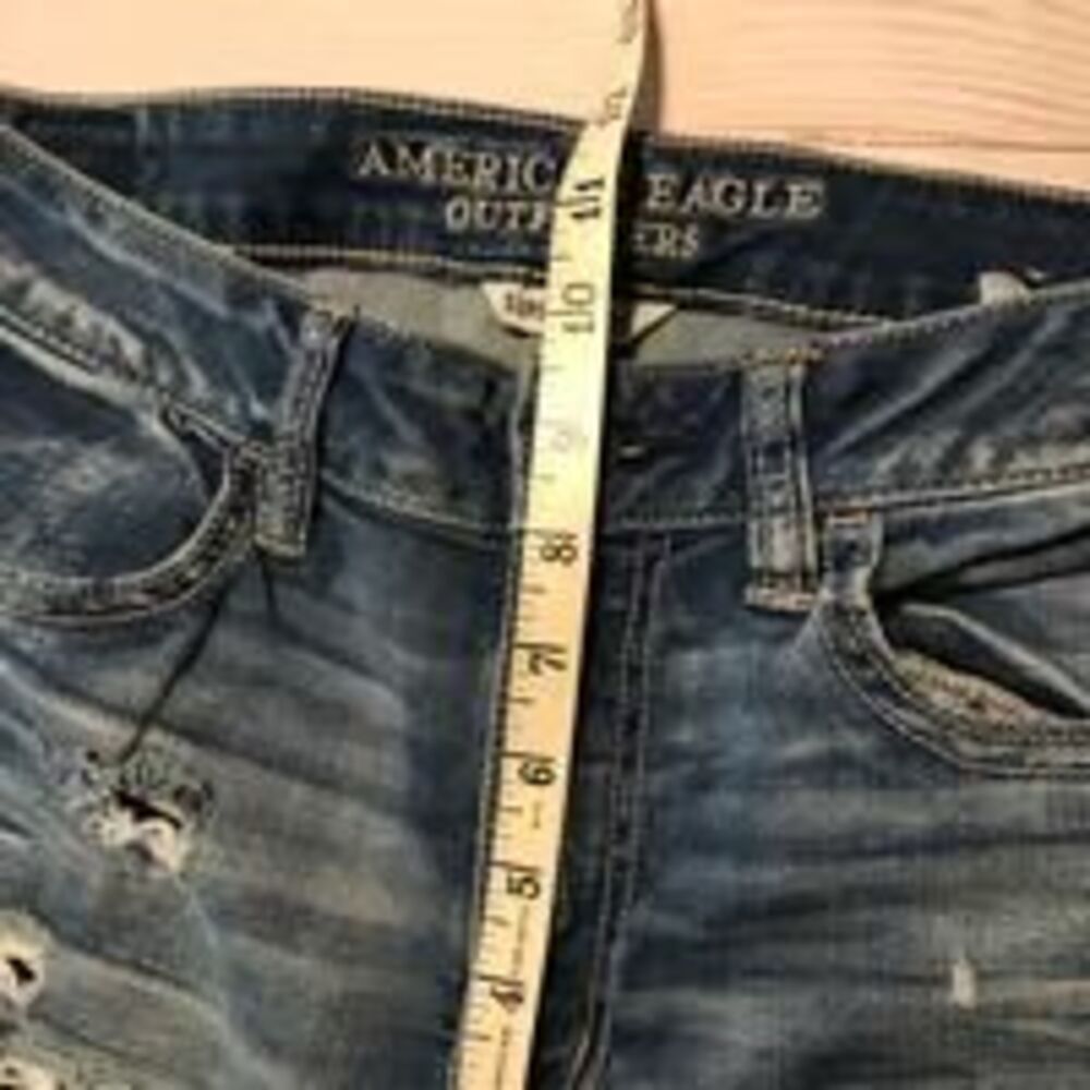 Women’s American Eagle super stretch jeans distressed destroyed sz 8 cropped 29 - Picture 9 of 10